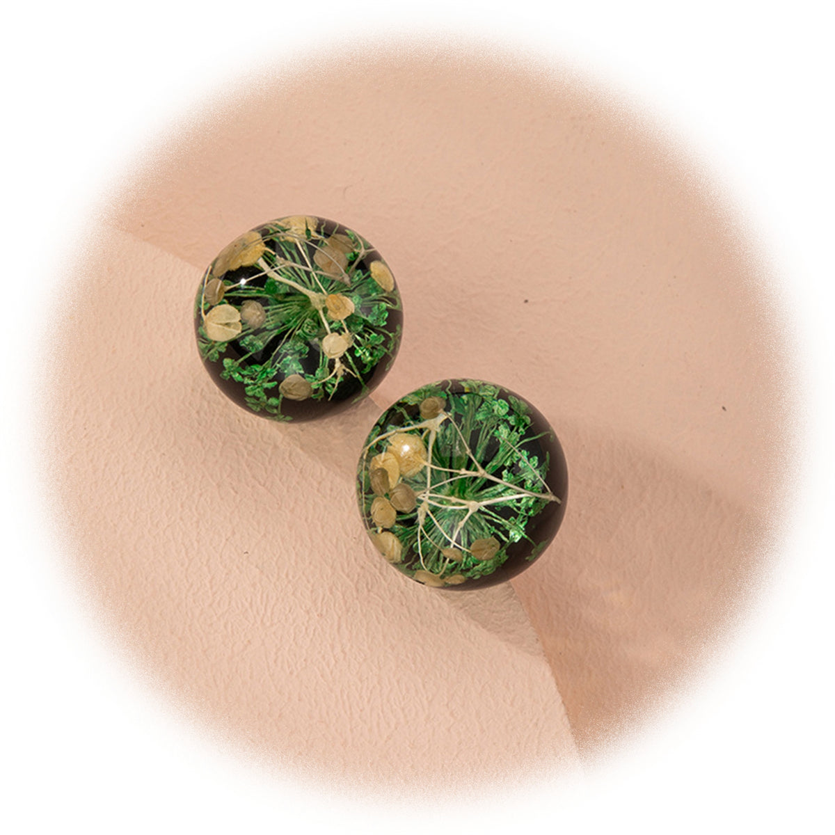 Yellow & Silver-Plated Flower Ball Stud Earrings
