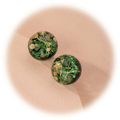 Yellow & Silver-Plated Flower Ball Stud Earrings