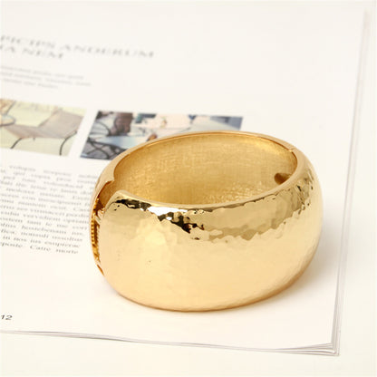 18K Gold-Plated Hammered Bangle, gold bangle bracelet, botanical inspired, detail close-up