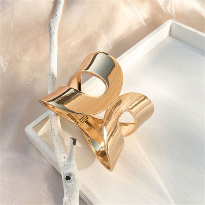 18K Gold-Plated Openwork Drop End Hinge Bangle, gold bangle bracelet, botanical inspired, lifestyle look