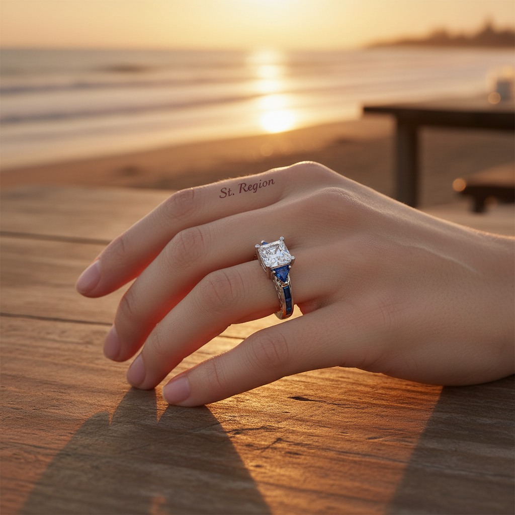 Navy Crystal & Silver-Plated Prong Illusion Ring - Street Region