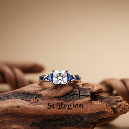 Navy Crystal & Silver-Plated Prong Illusion Ring - Street Region