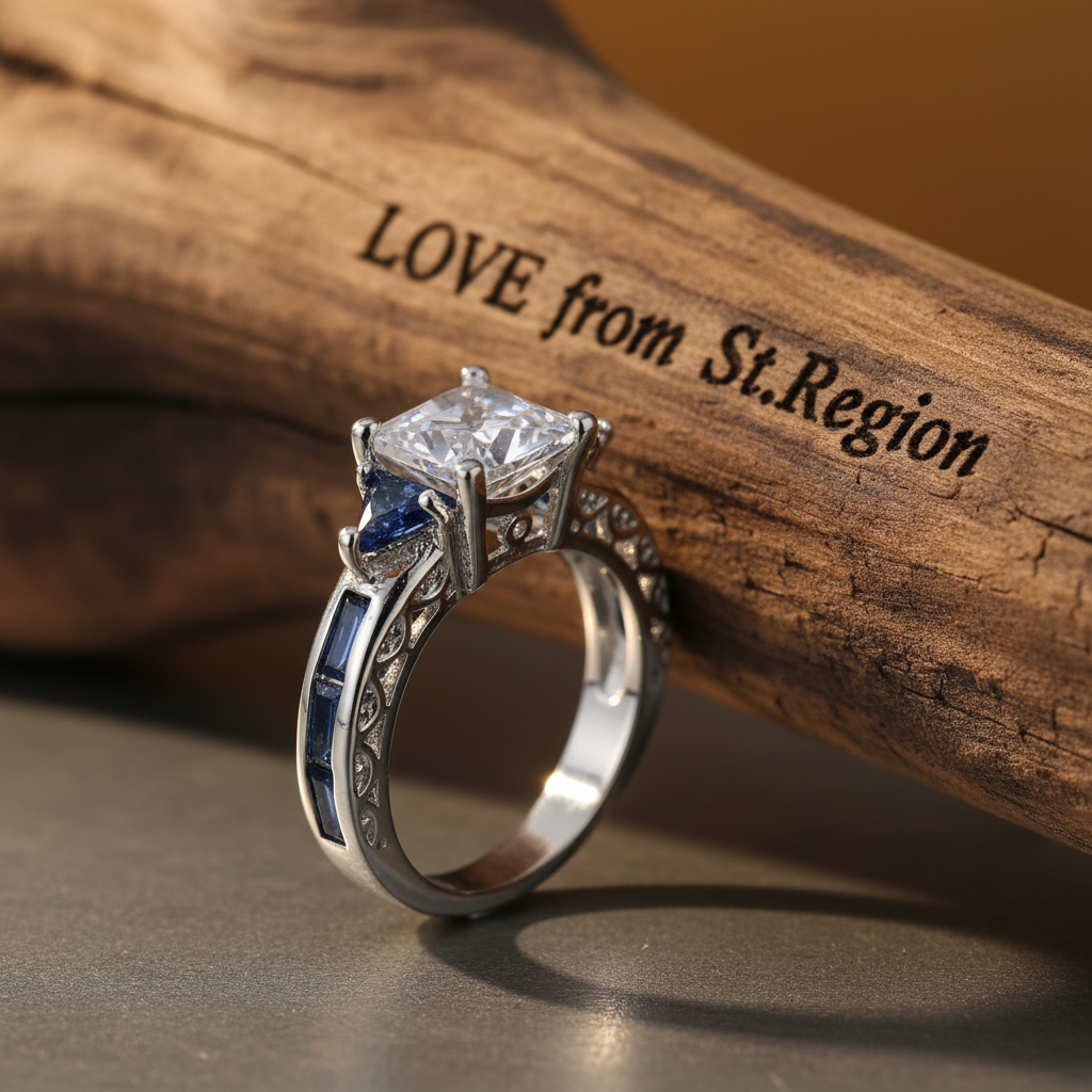 Navy Crystal & Silver-Plated Prong Illusion Ring - Street Region