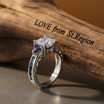 Navy Crystal & Silver-Plated Prong Illusion Ring - Street Region