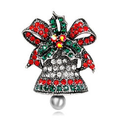 Cubic Zirconia & Silver-Plated Ringing Bell Brooch