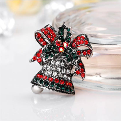 Cubic Zirconia and Silver-Plated Ringing Bell Brooch, silver brooch pin, botanical inspired, styled look