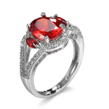 Red Cubic Zirconia & Crystal Open Oval Ring