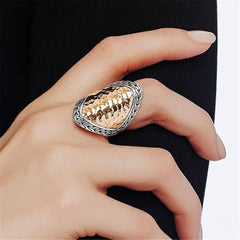 Golden Enamel & Silver-Plated Oil Drop Ring