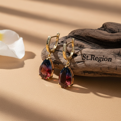 Blue & Red Crystal Teardrop Leverback Earrings - Street Region