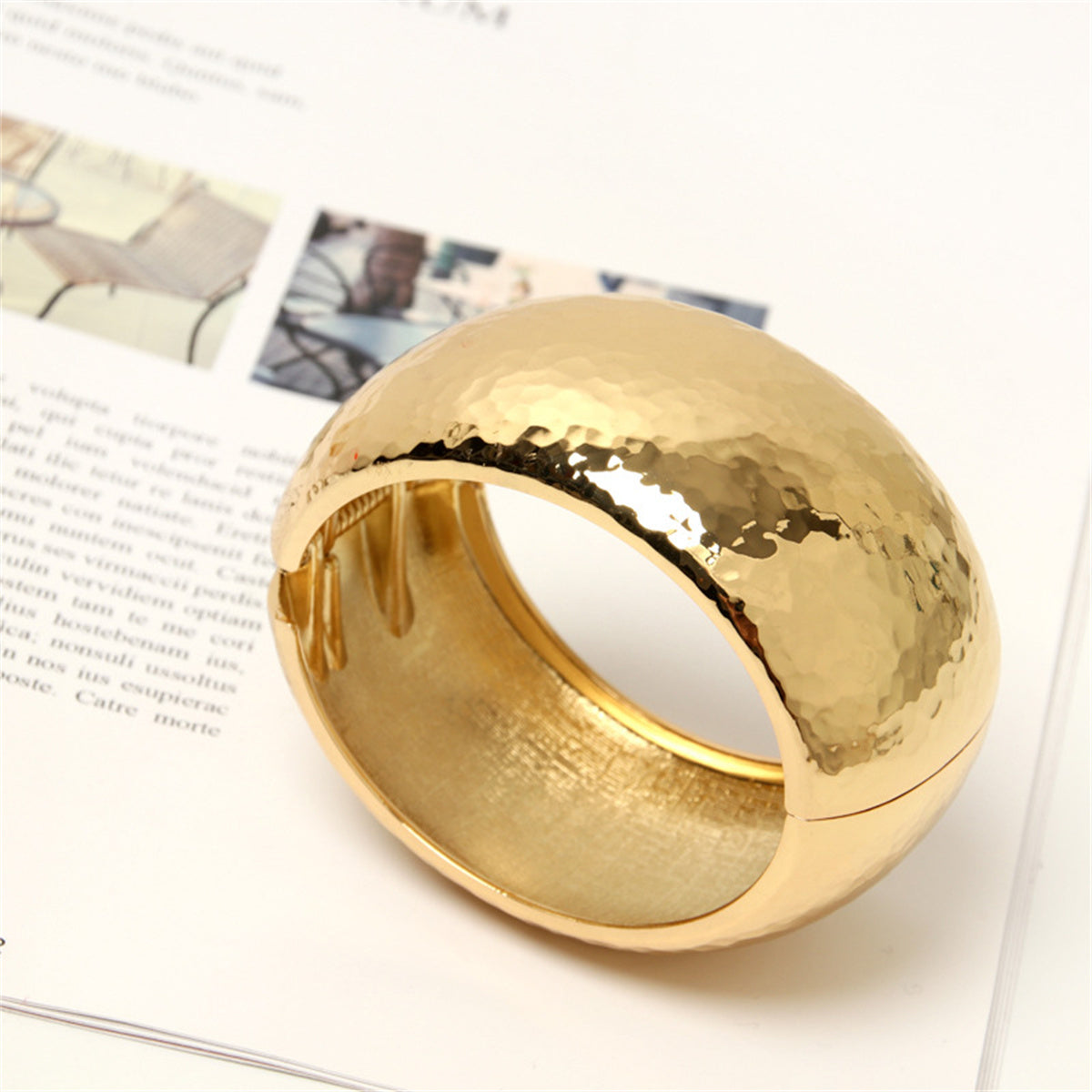 18K Gold-Plated Hammered Bangle, gold bangle bracelet, botanical inspired, lifestyle look