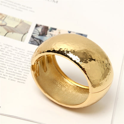 18K Gold-Plated Hammered Bangle, gold bangle bracelet, botanical inspired, lifestyle look