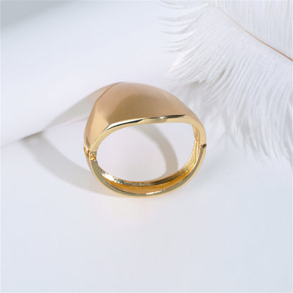 18K Gold-Plated Oval Face Hinge Bangle, gold bangle bracelet, elegant gift for her, styled look