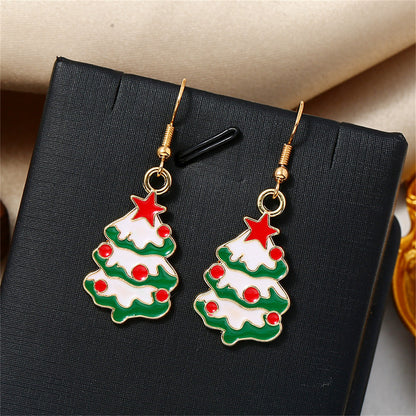 Multicolor Enamel and 18K Gold-Plated Christmas Tree Drop Earrings, gold drop earrings for women, lifestyle look