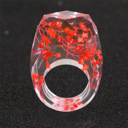 Dark Pink Dried Flower Ring, statement rings for women, botanical inspired, lifestyle look