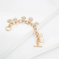18K Gold-Plated Oval Coin Charm Bracelet