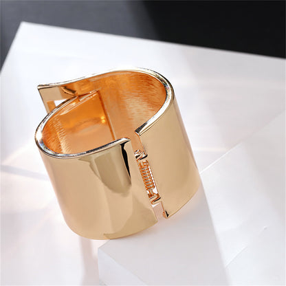 18K Gold-Plated Buckle Wide-Brim Bangle, gold bangle bracelet, everyday style, lifestyle look