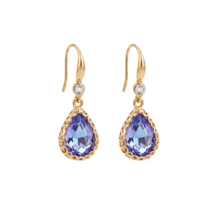 Purple Crystal & Cubic Zirconia Goldtone Teardrop Hook Earrings - Street Region