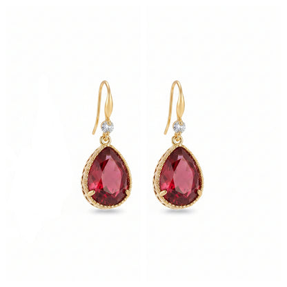 Red Crystal & Cubic Zirconia Goldtone Teardrop Hook Earrings - Street Region