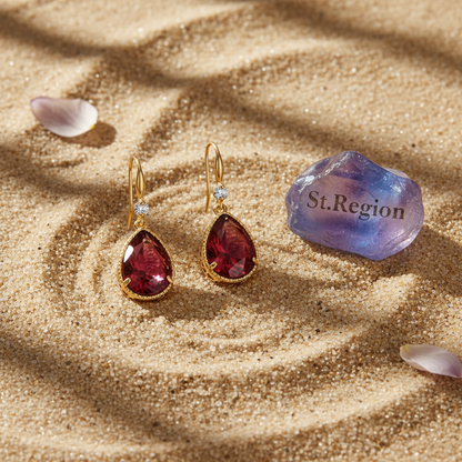 Red Crystal & Cubic Zirconia Goldtone Teardrop Hook Earrings - Street Region