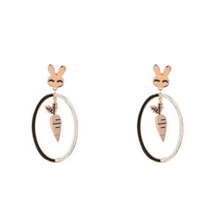 Cubic Zirconia & 18K Rose Gold-Plated Rabbit Carrot Oval Drop Earrings