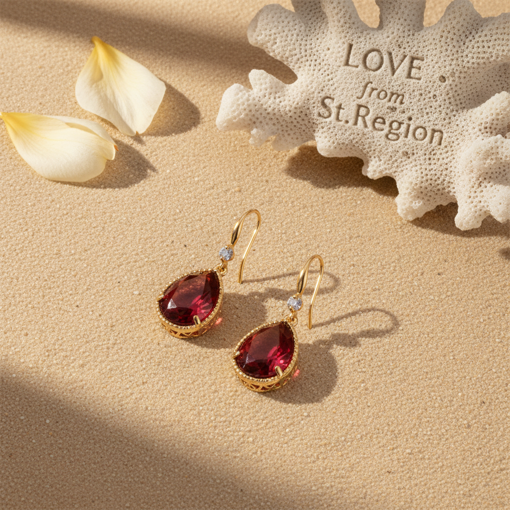 Red Crystal & Cubic Zirconia Goldtone Teardrop Hook Earrings - Street Region