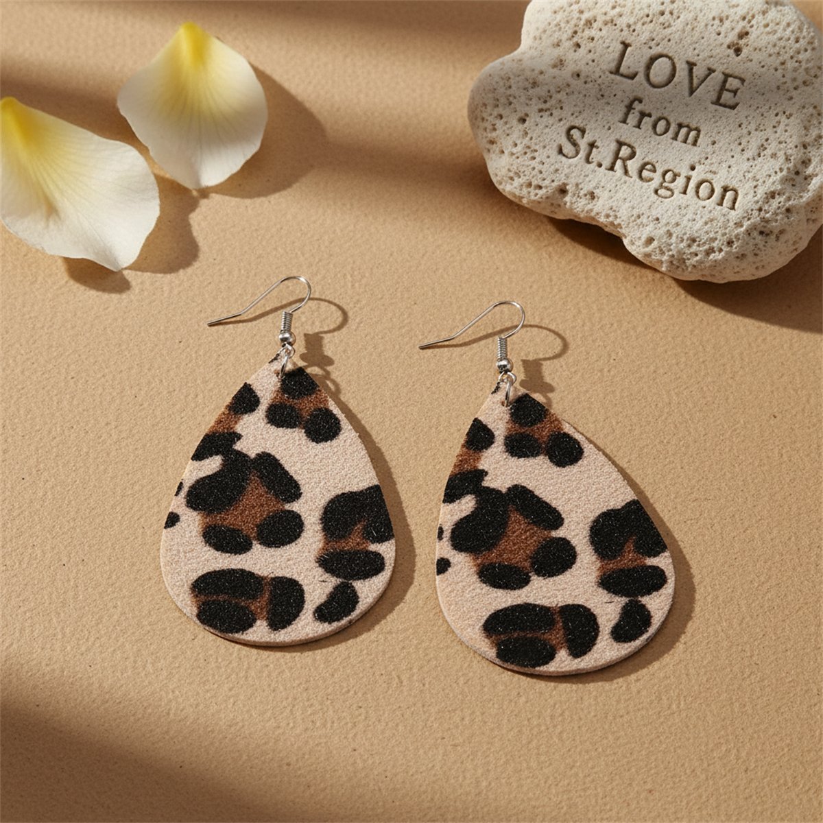 Black Gabardine Leopard-Print Drop Earrings, drop earrings for women, everyday style, lifestyle look