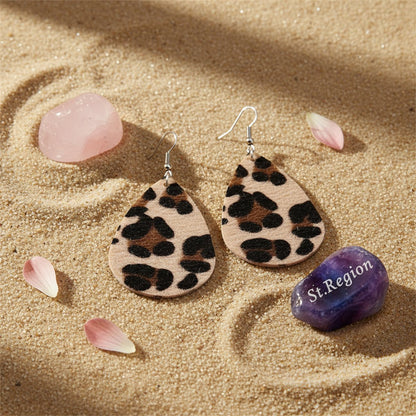 Black Gabardine Leopard-Print Drop Earrings, drop earrings for women, everyday style, detail close-up