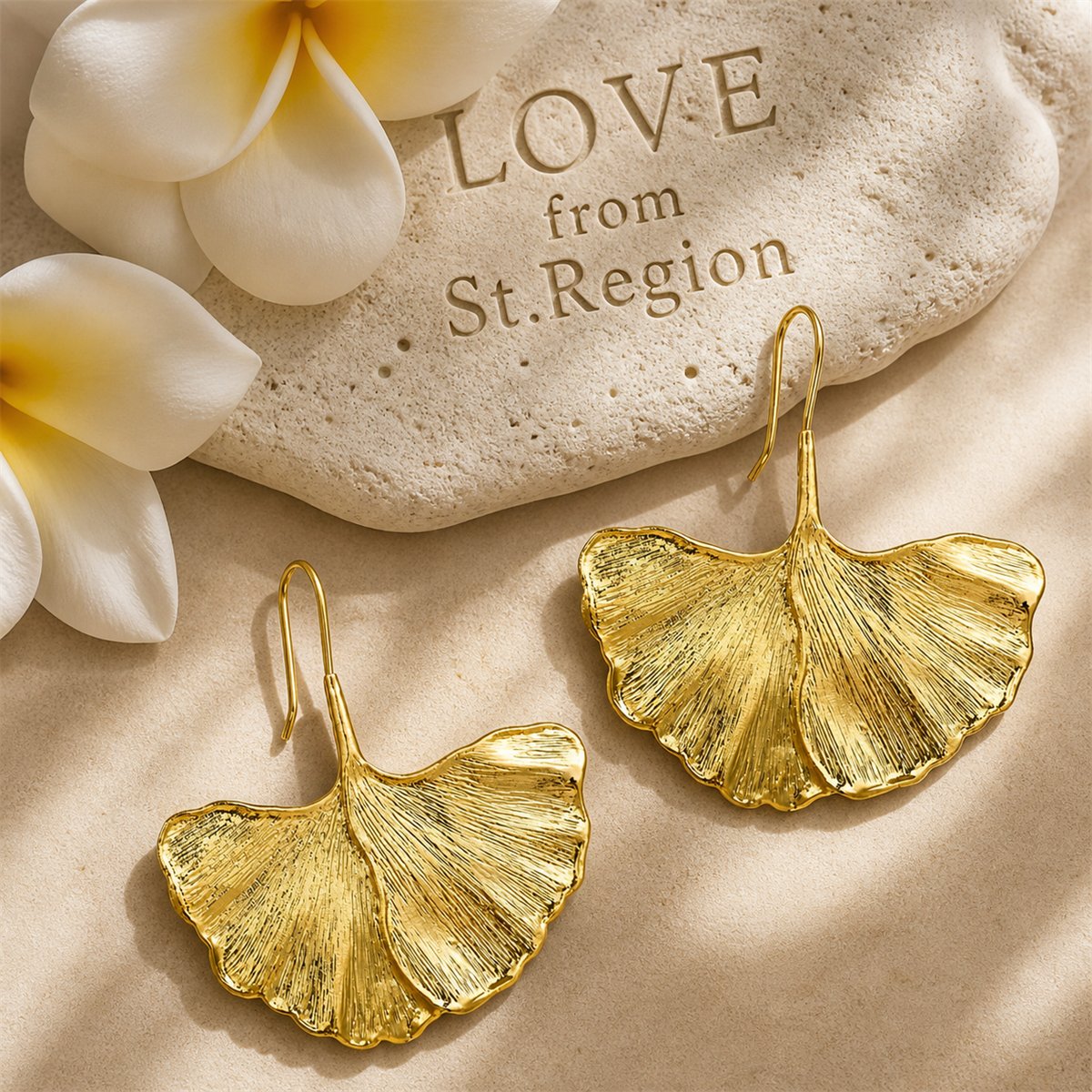 18K Gold-Plated Lotus Leaf Drop Earring, gold drop earrings for women, elegant gift for her, lifestyle look