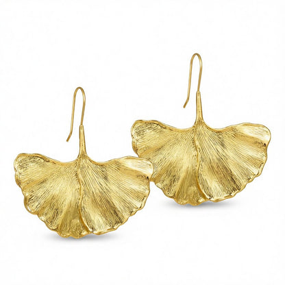 18K Gold-Plated Lotus Leaf Drop Earring, gold drop earrings for women, elegant gift for her, side view