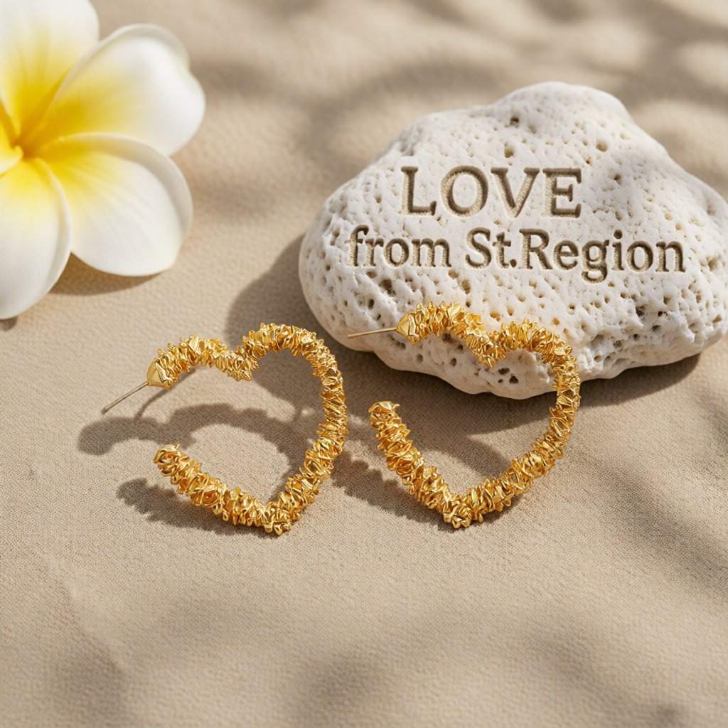 18K Gold-Plated Twisted Heart Hoop Earring, gold huggie earrings, vintage-inspired design, lifestyle look