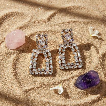Crystal and Cubic Zirconia Open Ladder Drop Earring, drop earrings for women, everyday style, detail close-up