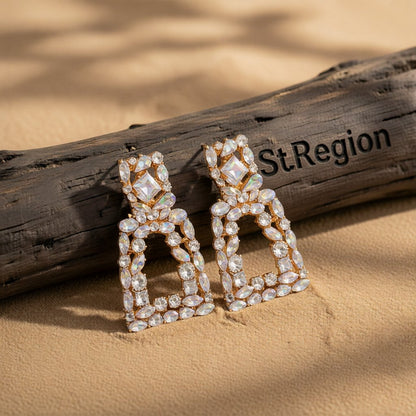 Crystal and Cubic Zirconia Open Ladder Drop Earring, drop earrings for women, everyday style, front view