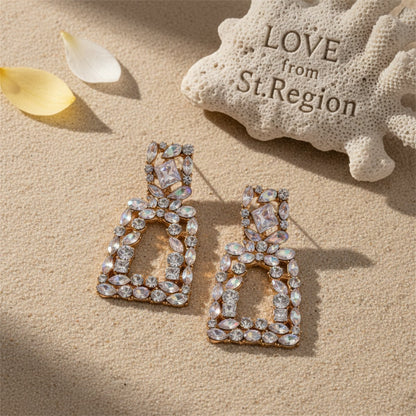 Crystal and Cubic Zirconia Open Ladder Drop Earring, drop earrings for women, everyday style, lifestyle look