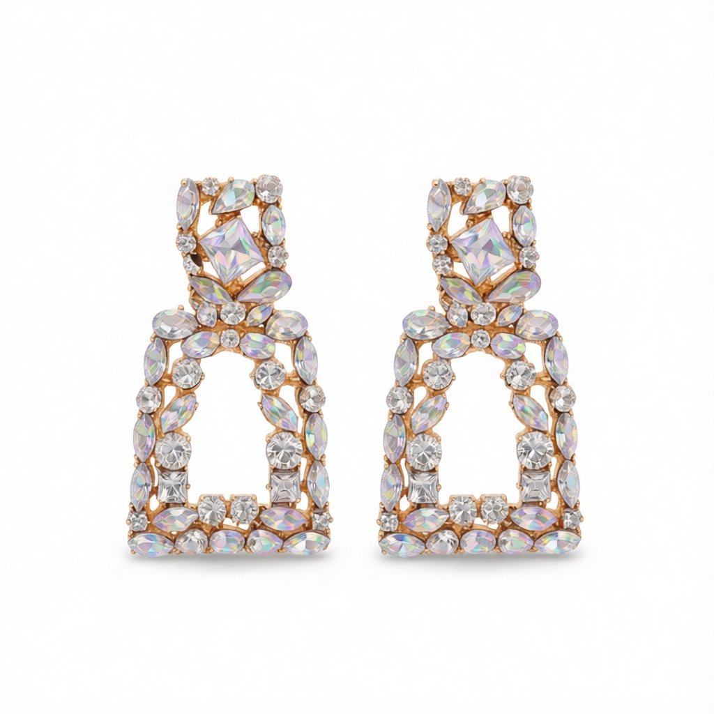 Crystal and Cubic Zirconia Open Ladder Drop Earring, drop earrings for women, everyday style, side view