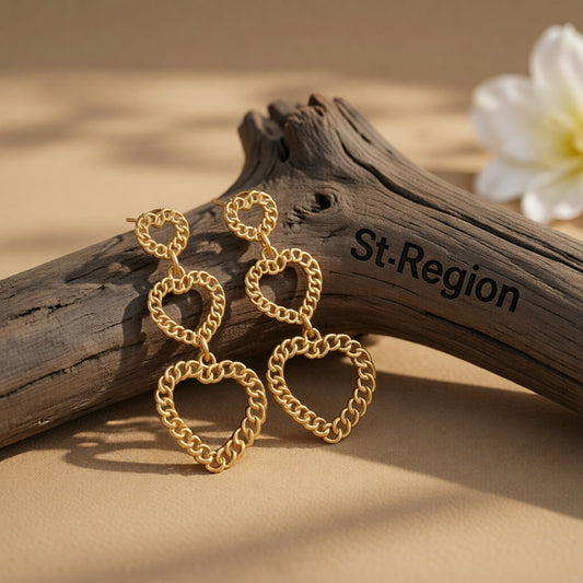 18K Gold-Plated Linking Figaro Heart Drop Earring