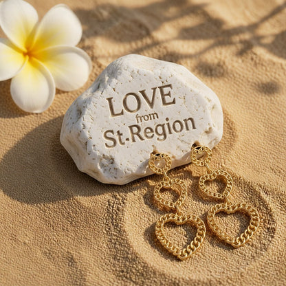 18K Gold-Plated Linking Figaro Heart Drop Earring