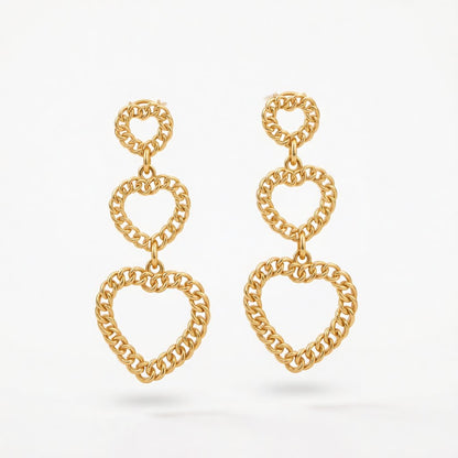 18K Gold-Plated Linking Figaro Heart Drop Earring