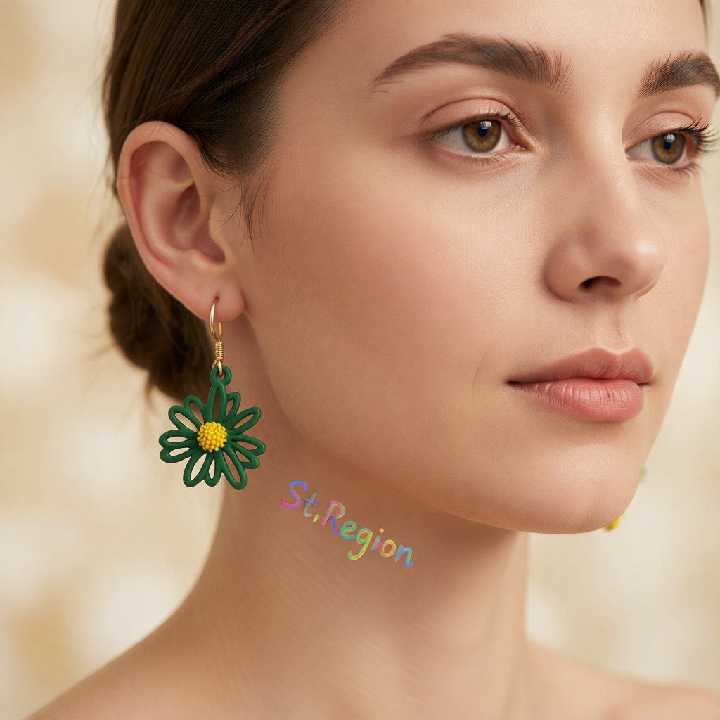 Green and Yellow Flower Drop Earrings, drop earrings for women, botanical inspired, styled look