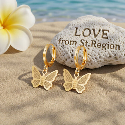 18K Gold-Plated Butterfly Drop Earrings