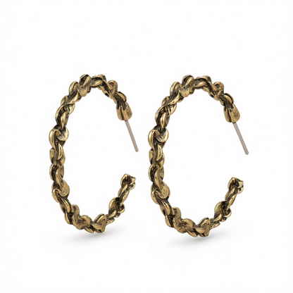 18K Gold-Plated Abstract Textured Open Hoop Earrings