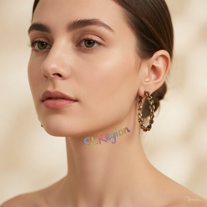 18K Gold-Plated Abstract Textured Open Hoop Earrings