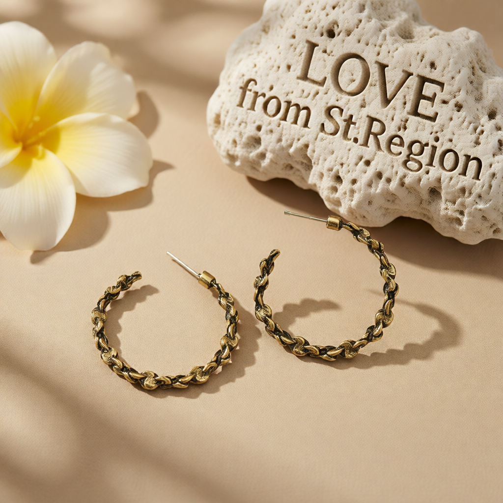 18K Gold-Plated Abstract Textured Open Hoop Earrings