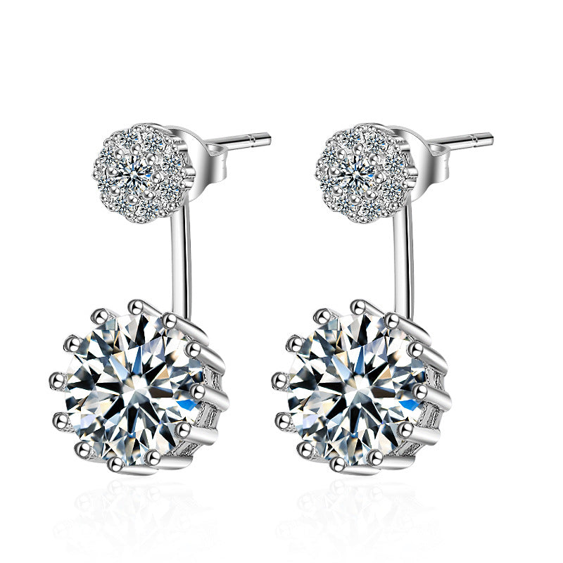 Cubic Zirconia and Crystal End Drop Earrings, everyday style, side view