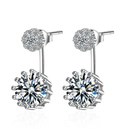 Cubic Zirconia and Crystal End Drop Earrings, everyday style, side view