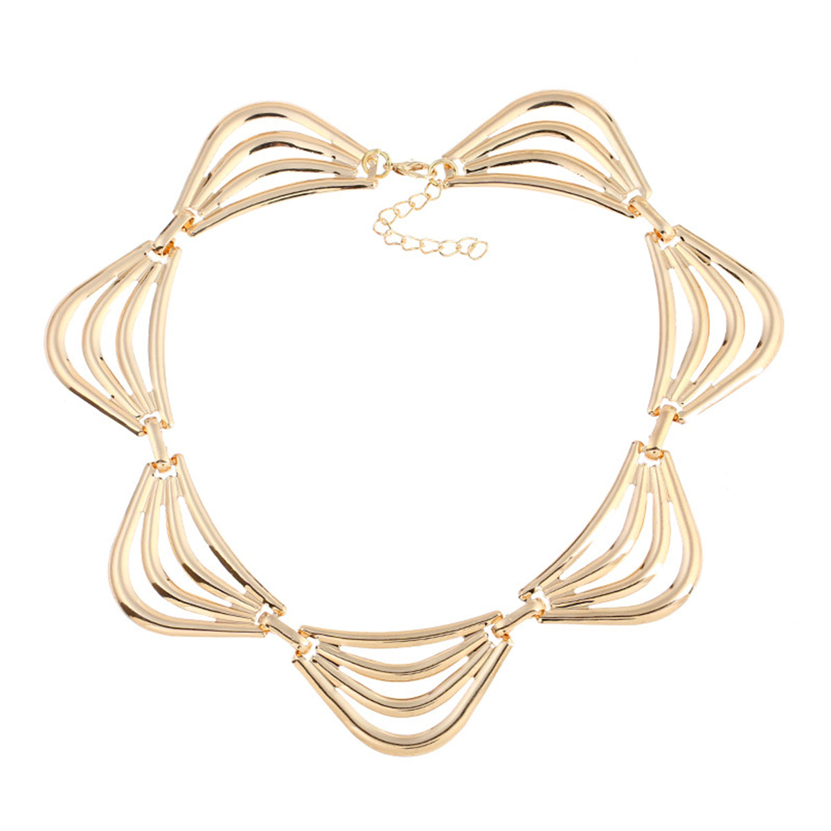 18K Gold-Plated Triangle Station Choker, chunky gold choker necklace, everyday style, front view