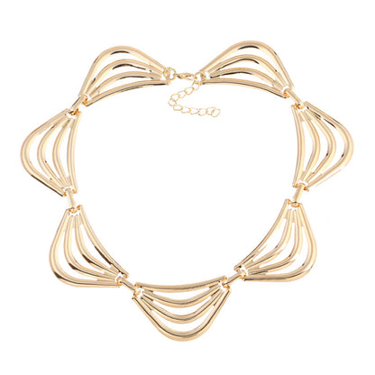 18K Gold-Plated Triangle Station Choker, chunky gold choker necklace, everyday style, front view