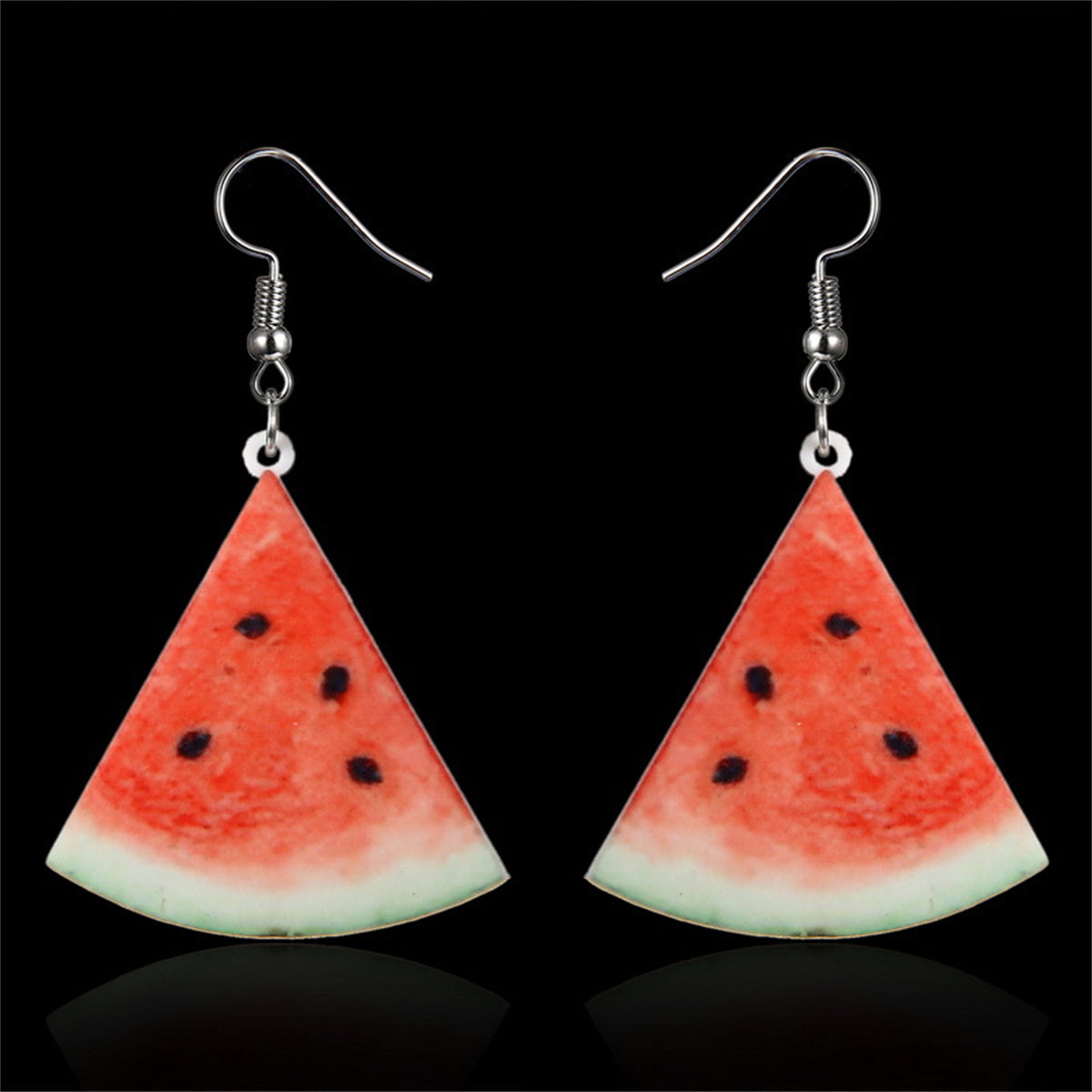 Red Acrylic & Silver-Plated Watermelon Drop Earrings
