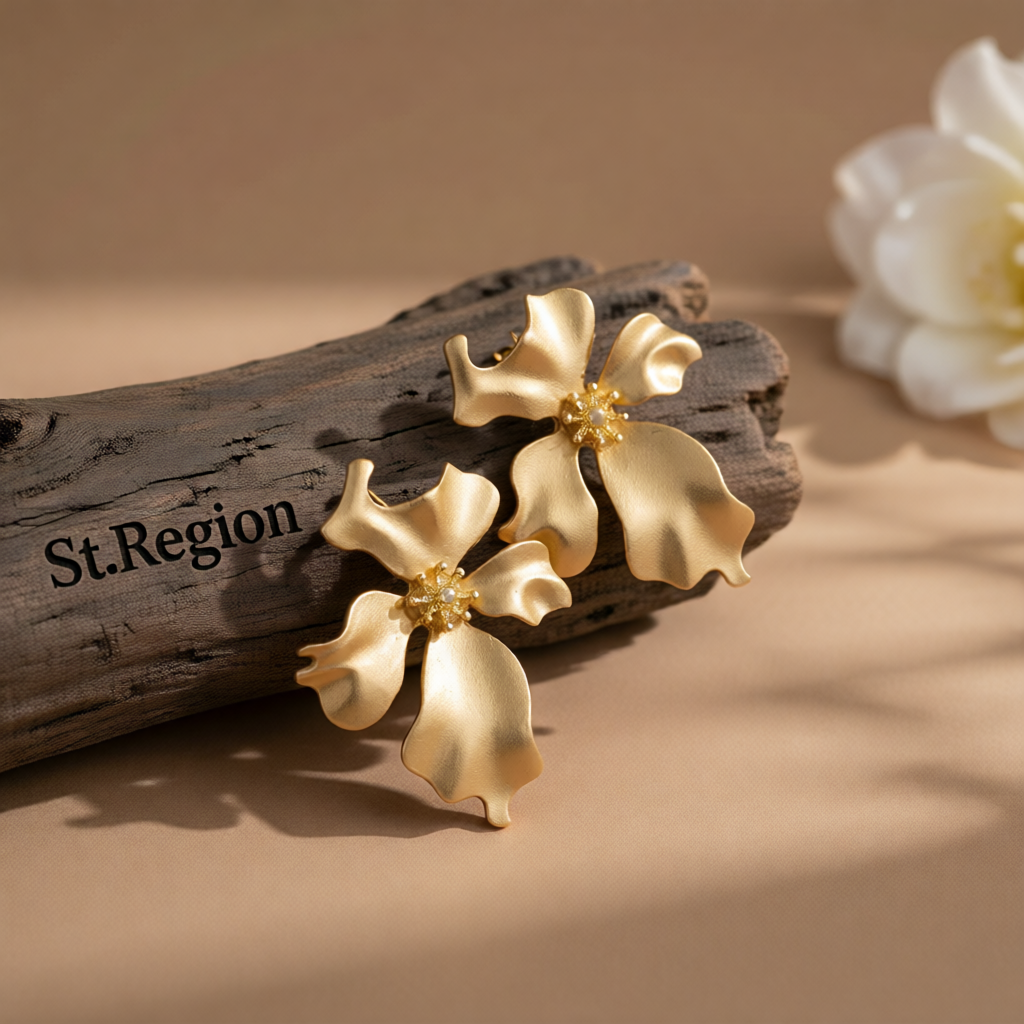 18K Gold-Plated Floral Stud Earrings