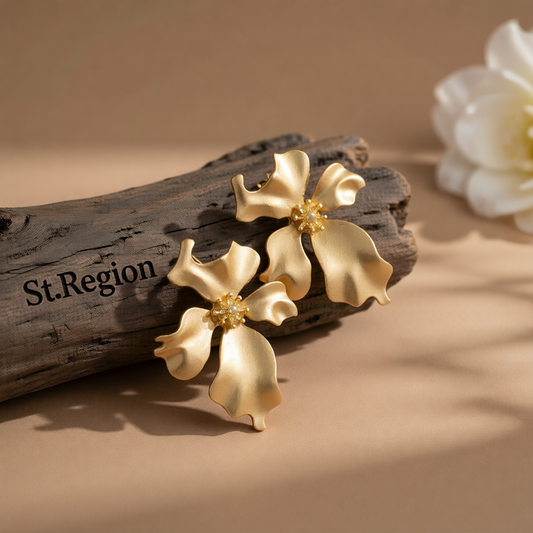 18K Gold-Plated Floral Stud Earrings