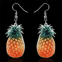 Yellow Acrylic & Silver-Plated Pineapple Drop Earrings